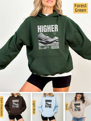 God is Higher - Romans 8:38-39 - Medium-heavyweight, Unisex Hoodie