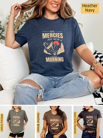 His Mercies are New Every Morning - Lamentations 3:22-23 - Lightweight, Unisex T-Shirt