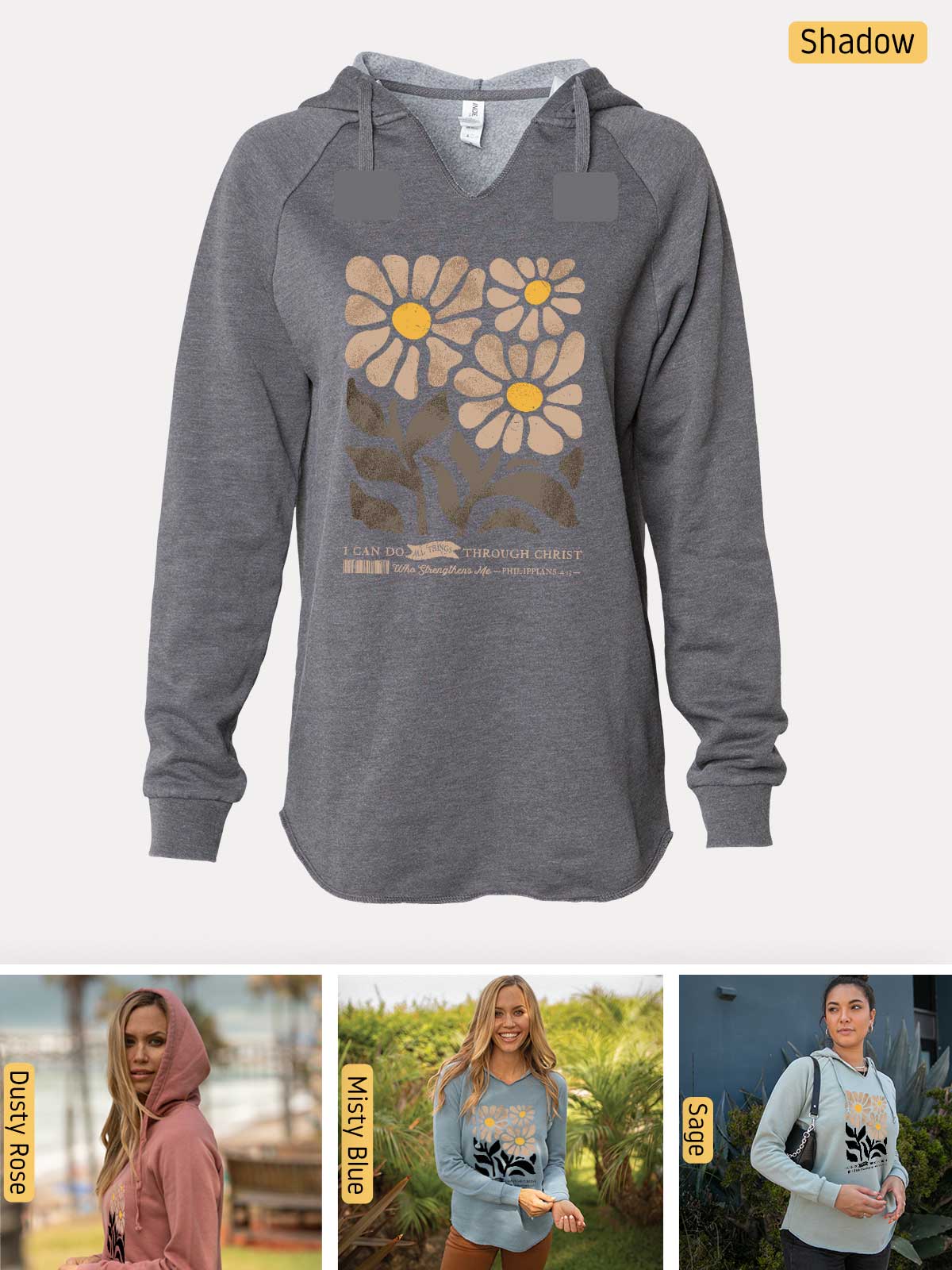 a women's hoodie with a picture of flowers on it