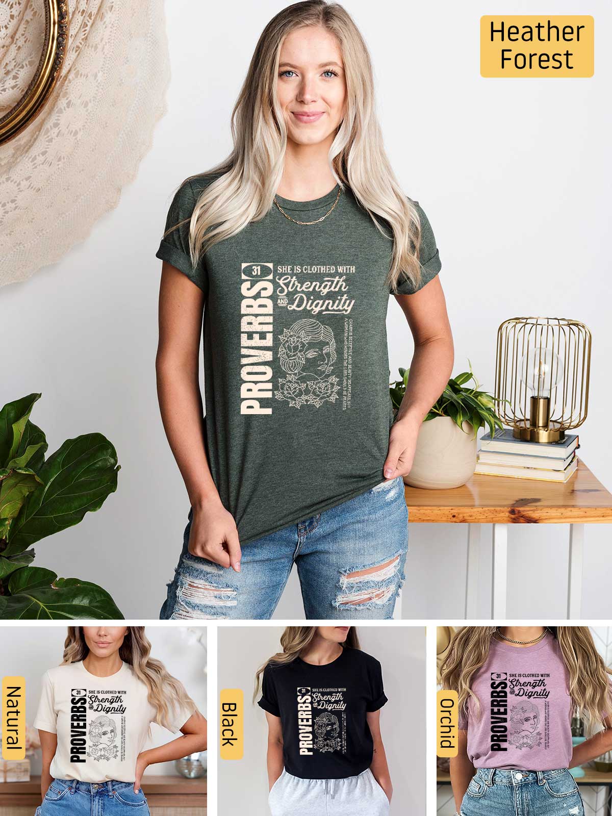 a collage of photos of a woman wearing a t - shirt