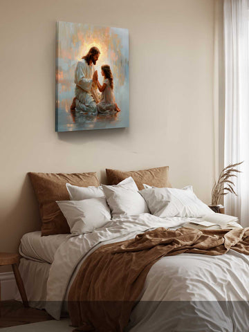 Jesus and a Girl Kneeling in Prayer