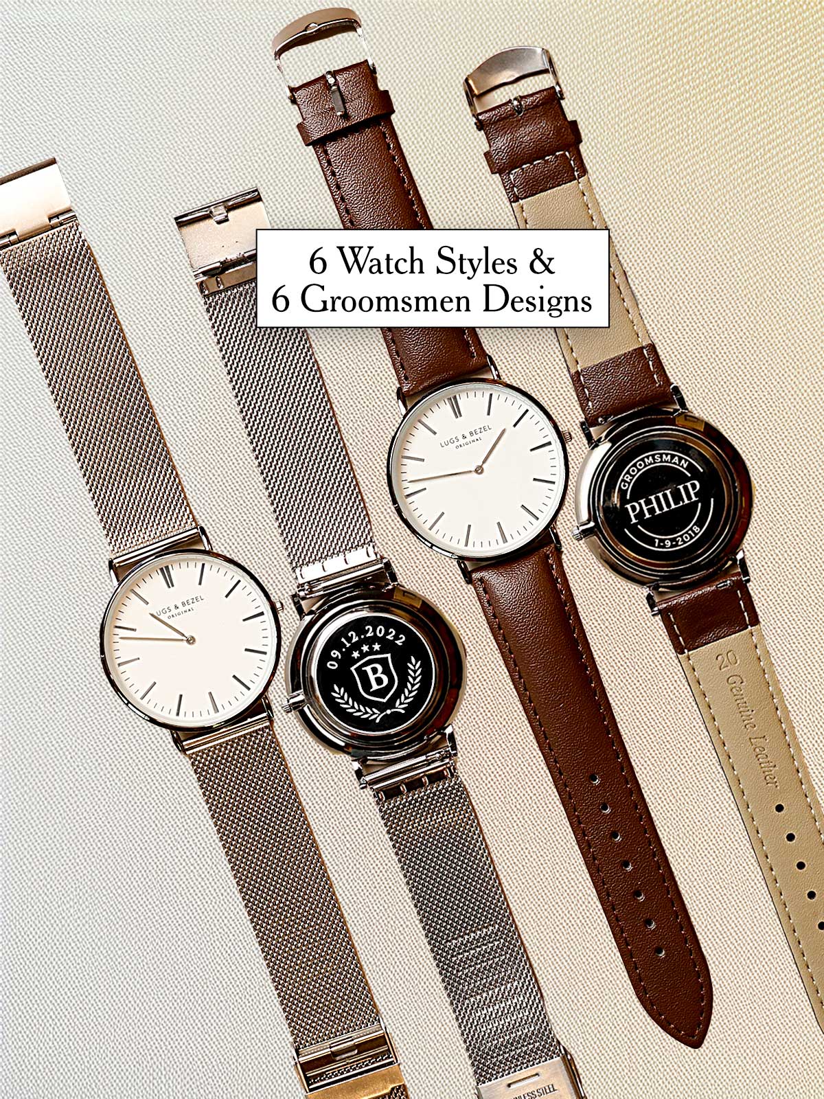 six watch styles and 6 groomsmen designs