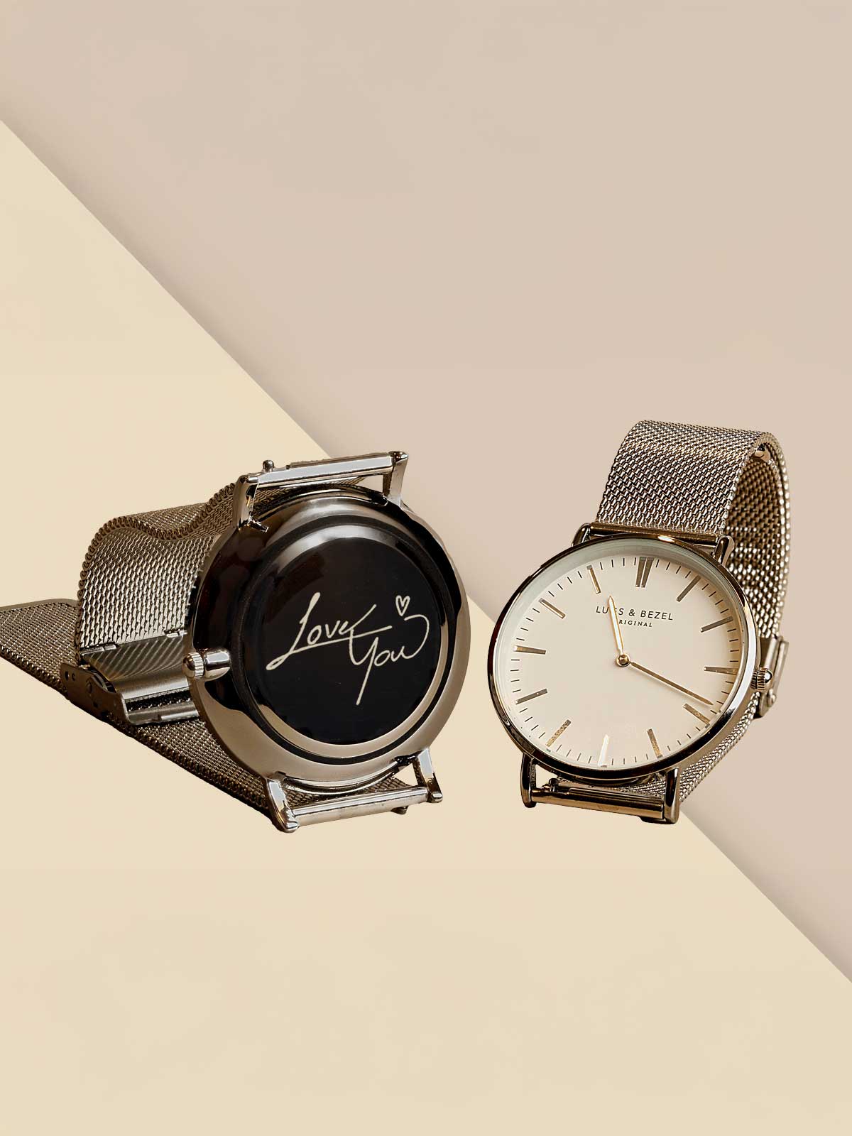 a couple of watches sitting next to each other