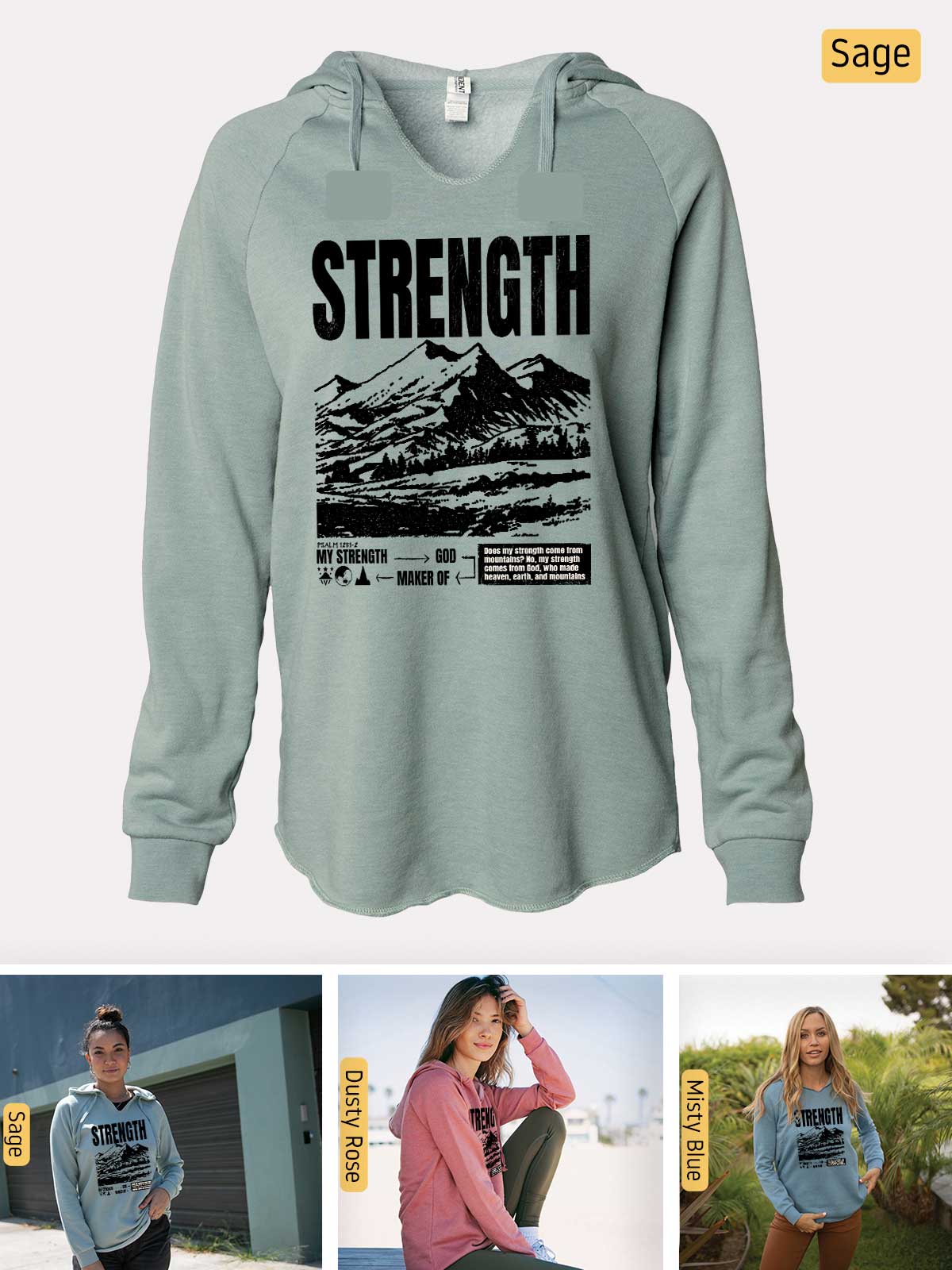 a women's sweatshirt with a picture of a woman sitting on a bench