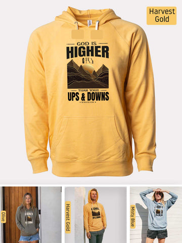 God is Higher - Romans 8:38-39 - Lightweight, Unisex, Slim-Fit, Terry Loopback Hoodie