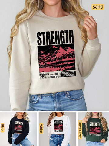 Strength, I Lift My Eyes to the Mountains - Psalm 121: 1-2 - Medium-heavyweight, Unisex Sweatshirt