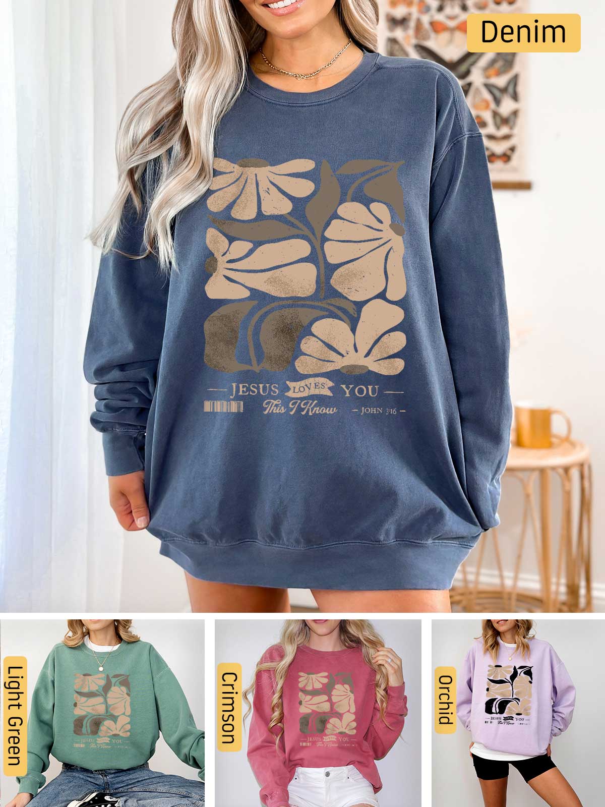 a woman wearing a sweatshirt with a graphic on it