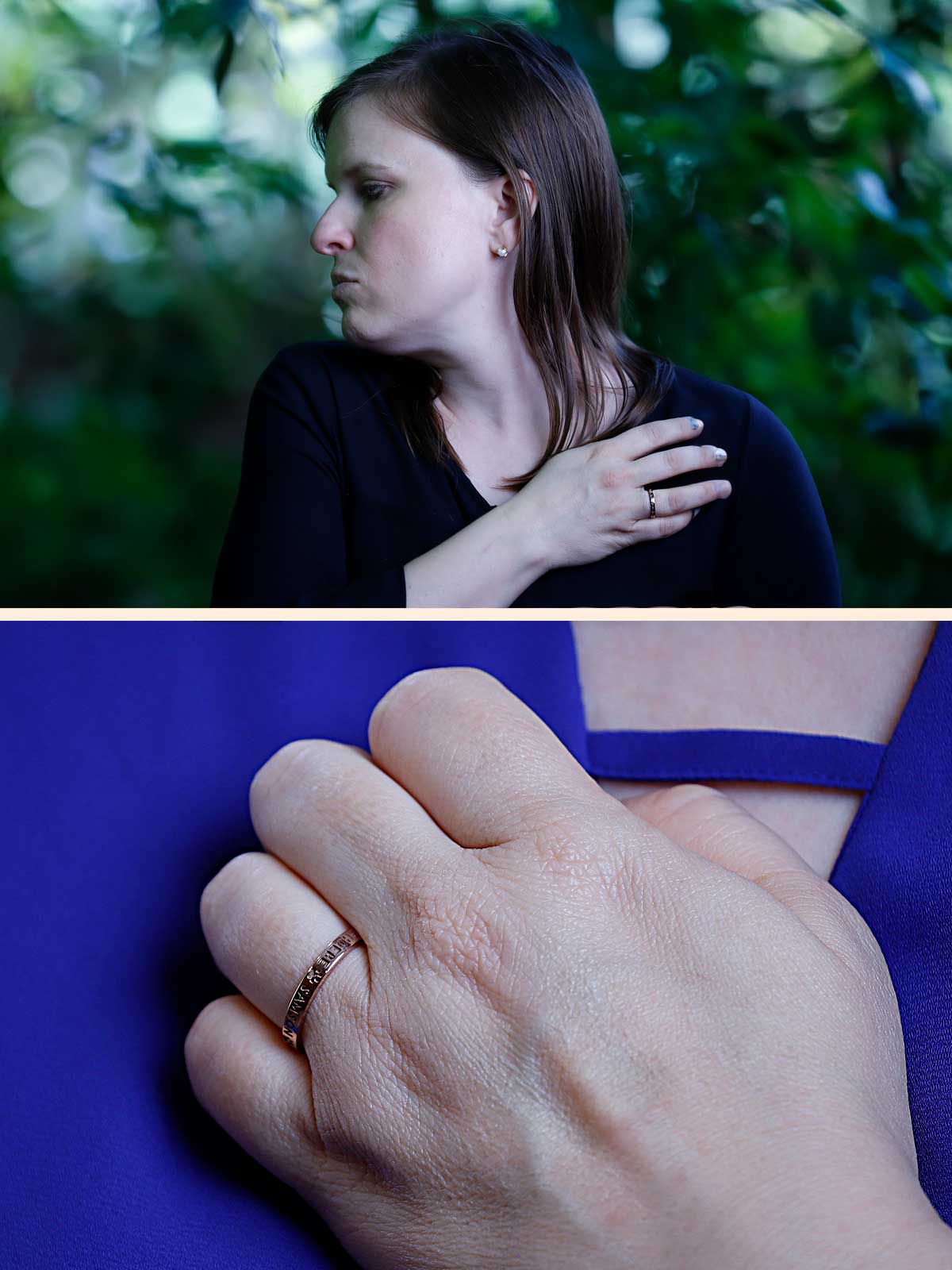 a woman's hand with a ring on it