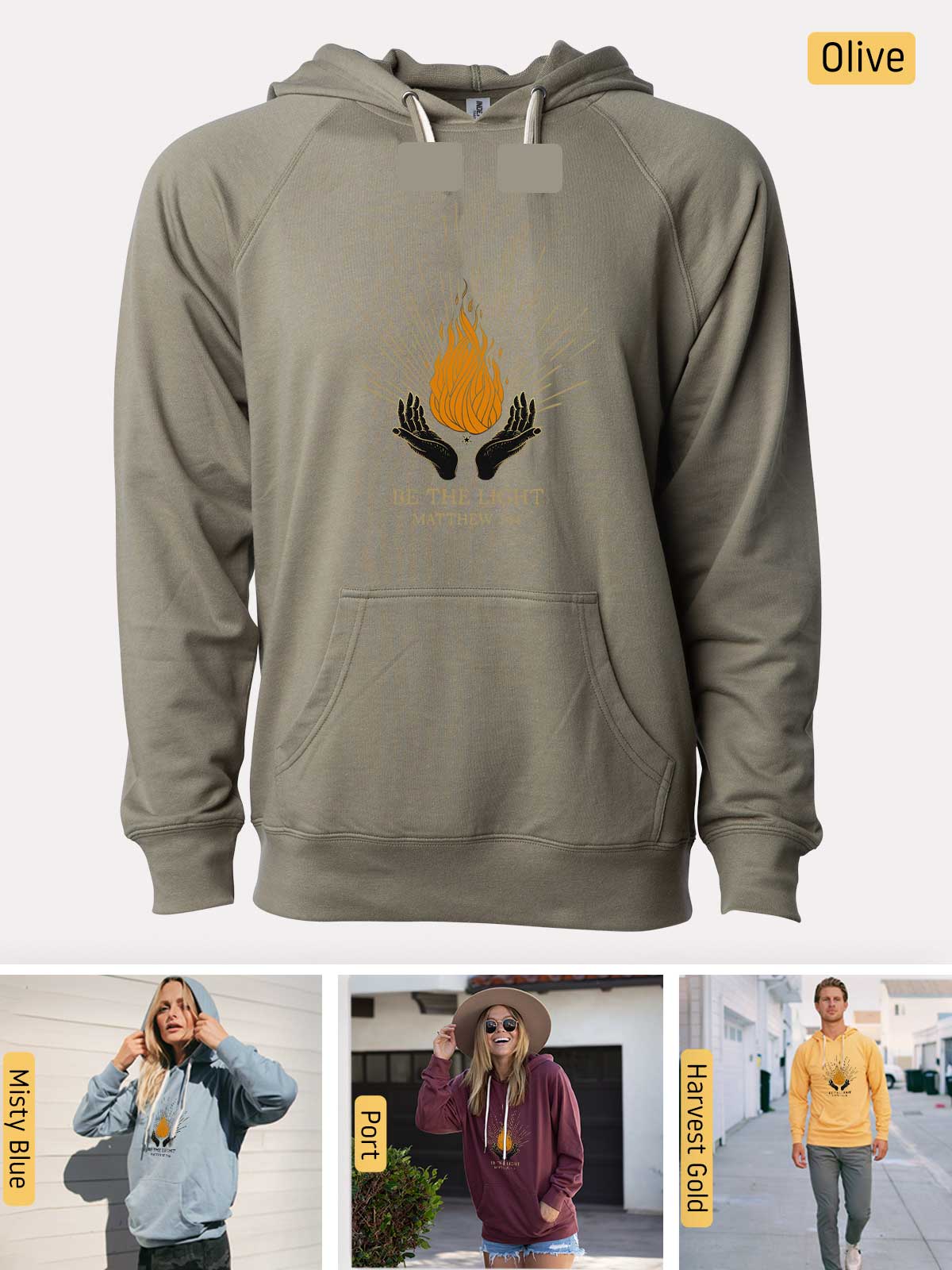 a person wearing a hoodie with a fire on it