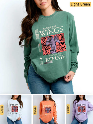 Under His Wings You will find Refuge - Psalm 91:4 - Medium-weight, Unisex Longsleeve T-Shirtc