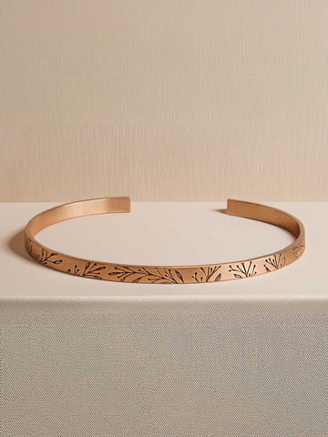 4mm Remembrance Leaf & Branch Cuff Bracelet – For Loss of Father