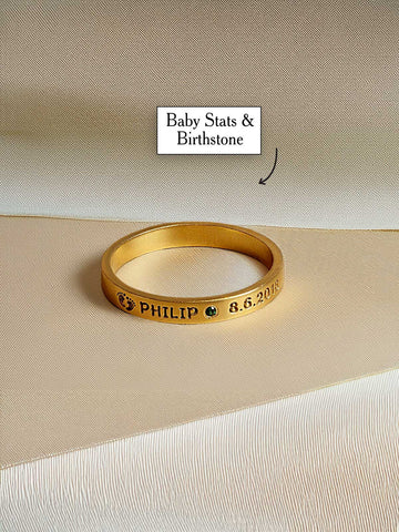 Baby Stats with Birthstone Ring - 2.8mm