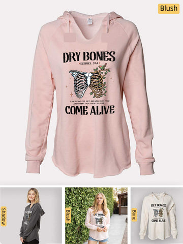 Dry Bones Come Alive -  Ezekiel 37:4 - Lightweight, Cali Wave-washed Women's Hooded Sweatshirt