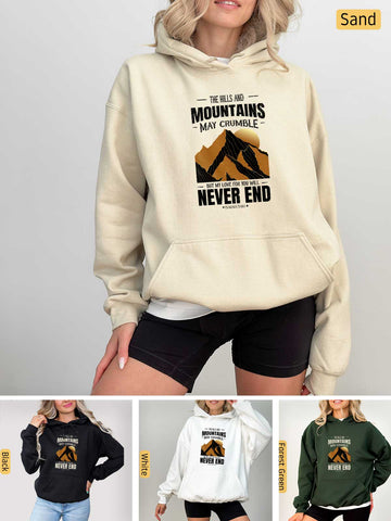 Mountains may Crumble, My Love Endures Forever - Isaiah 54:10 - Medium-heavyweight, Unisex Hoodie