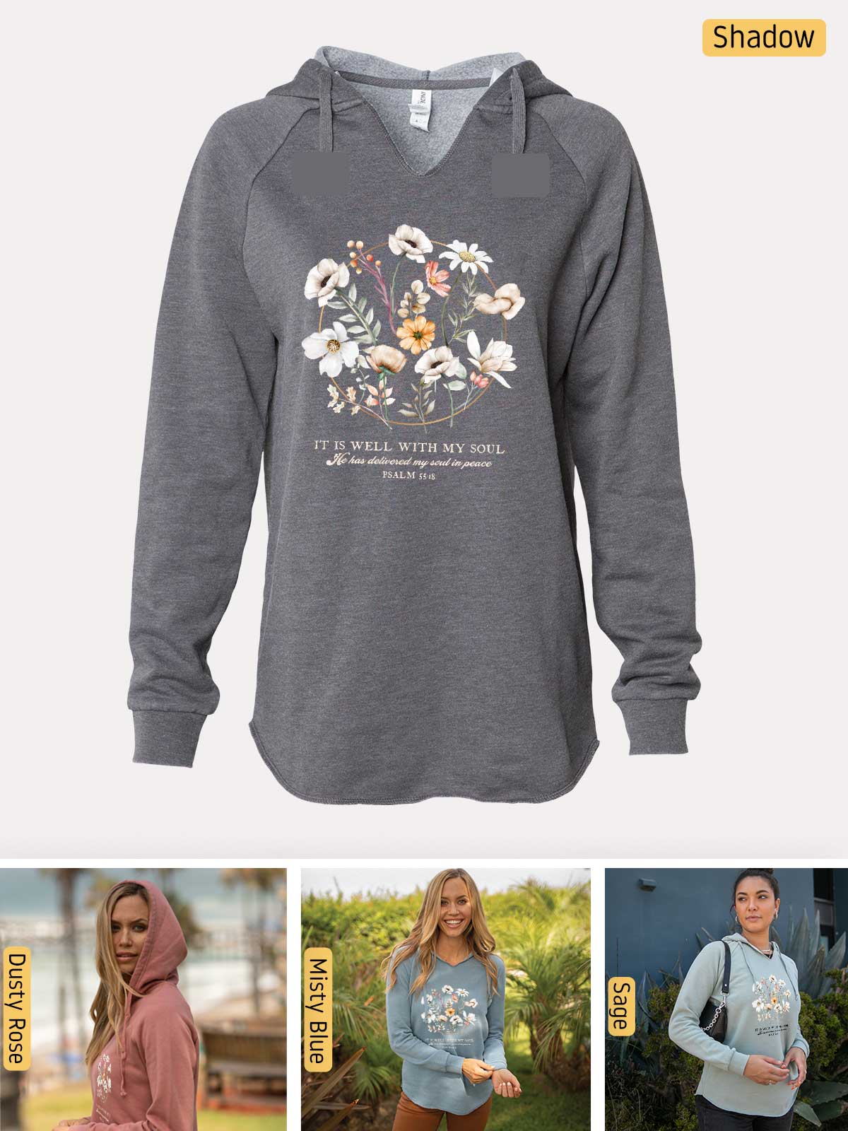 a women's hoodie with a picture of flowers on it