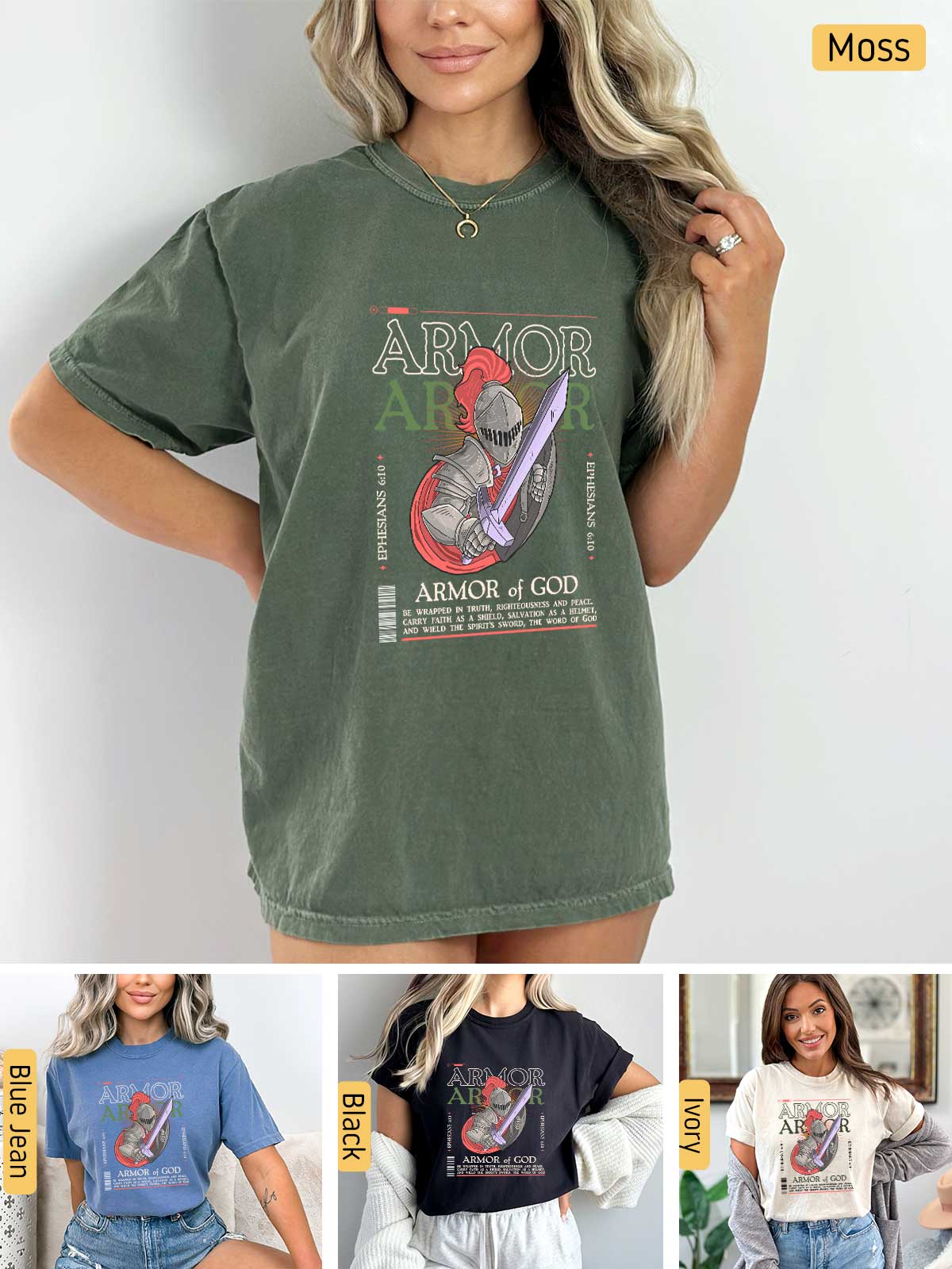 a collage of photos of a woman wearing a t - shirt