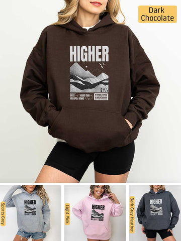 God is Higher - Romans 8:38-39 - Medium-heavyweight, Unisex Hoodie