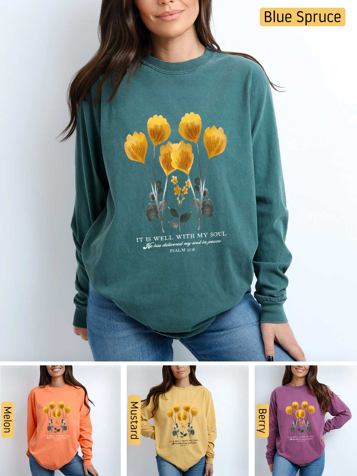 a woman wearing a sweatshirt with flowers on it