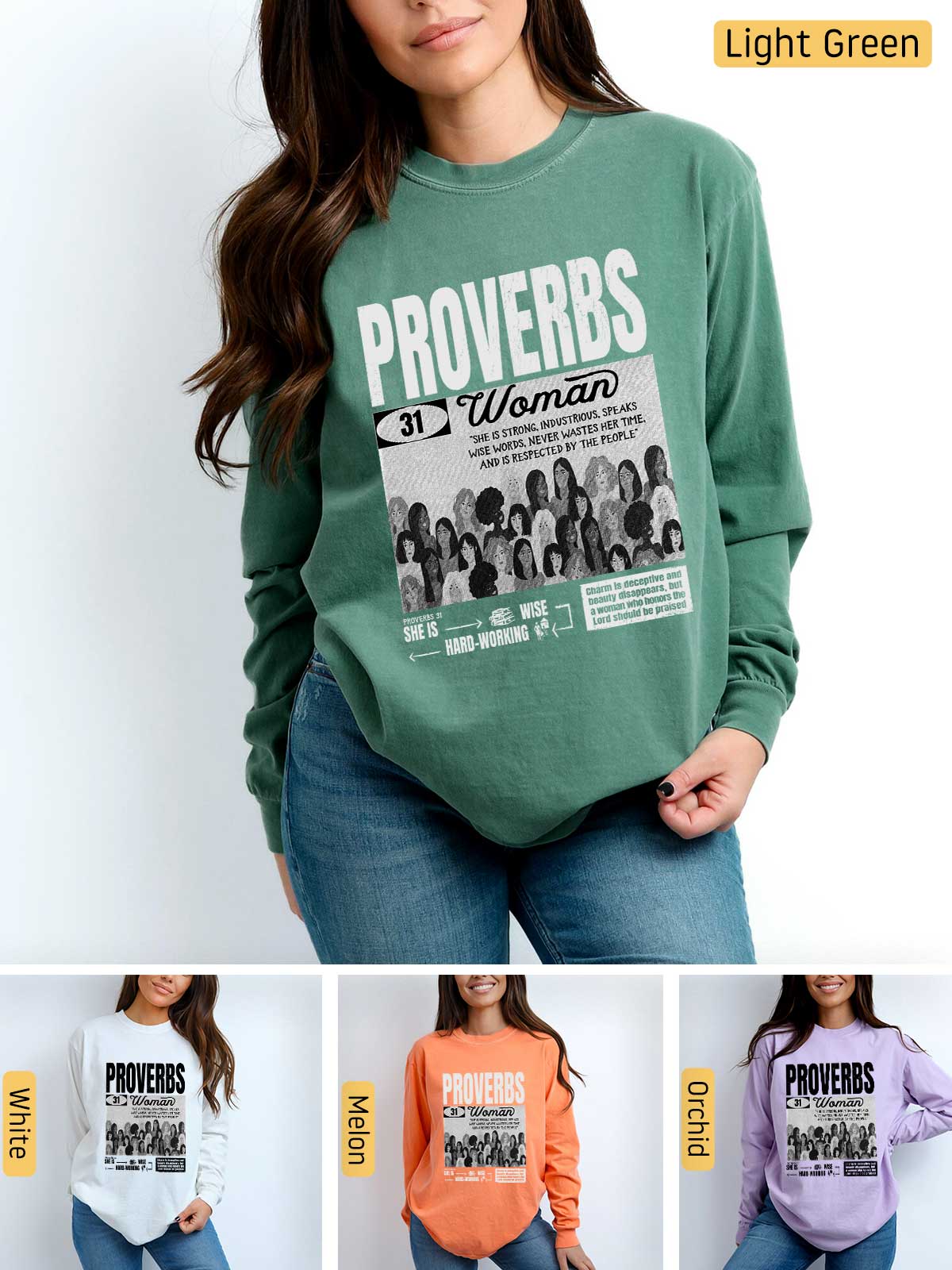 a woman wearing a sweatshirt with the words provers on it