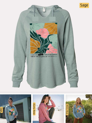 I can do all things through Christ - Philippians 4:13 - Lightweight, Cali Wave-washed Women's Hooded Sweatshirt