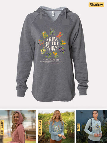 Fruits of the Spirit - Galatians 5:22-23 - Lightweight, Cali Wave-washed Women's Hooded Sweatshirt