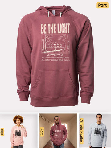 Be the Light - Matthew 5:14 - Lightweight, Unisex, Slim-Fit, Terry Loopback Hoodie