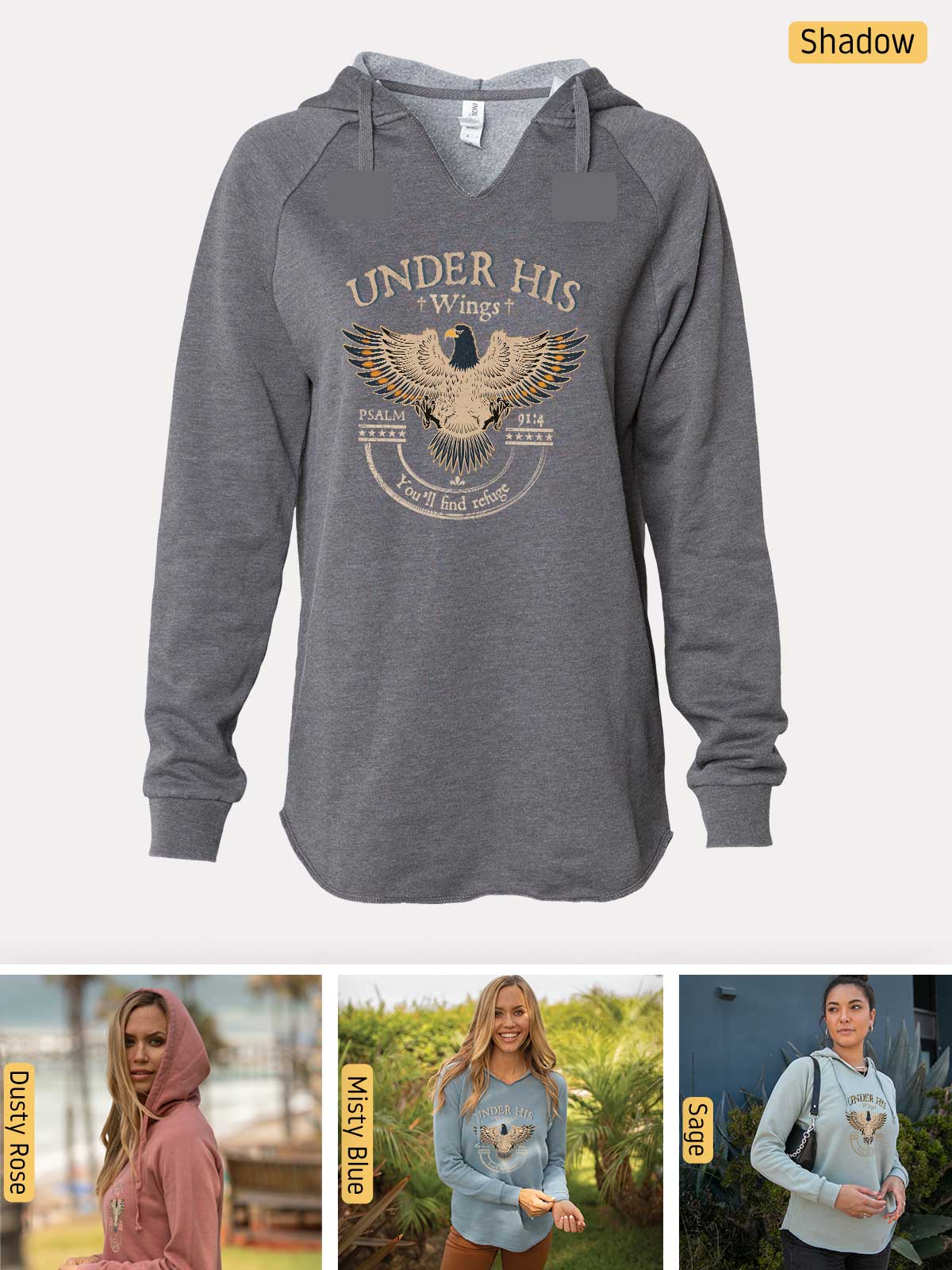 a women's hoodie with a picture of an eagle on it