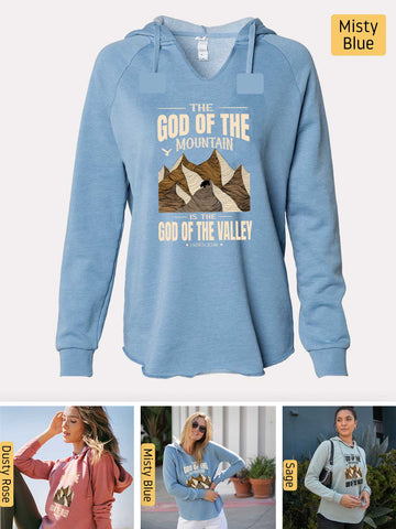 God of the Mountain - 1 Kings 20:28 - Lightweight, Cali Wave-washed Women's Hooded Sweatshirt