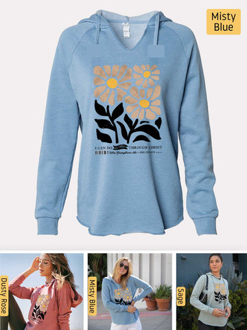 I can do all things through Christ - Philippians 4:13 - Lightweight, Cali Wave-washed Women's Hooded Sweatshirt