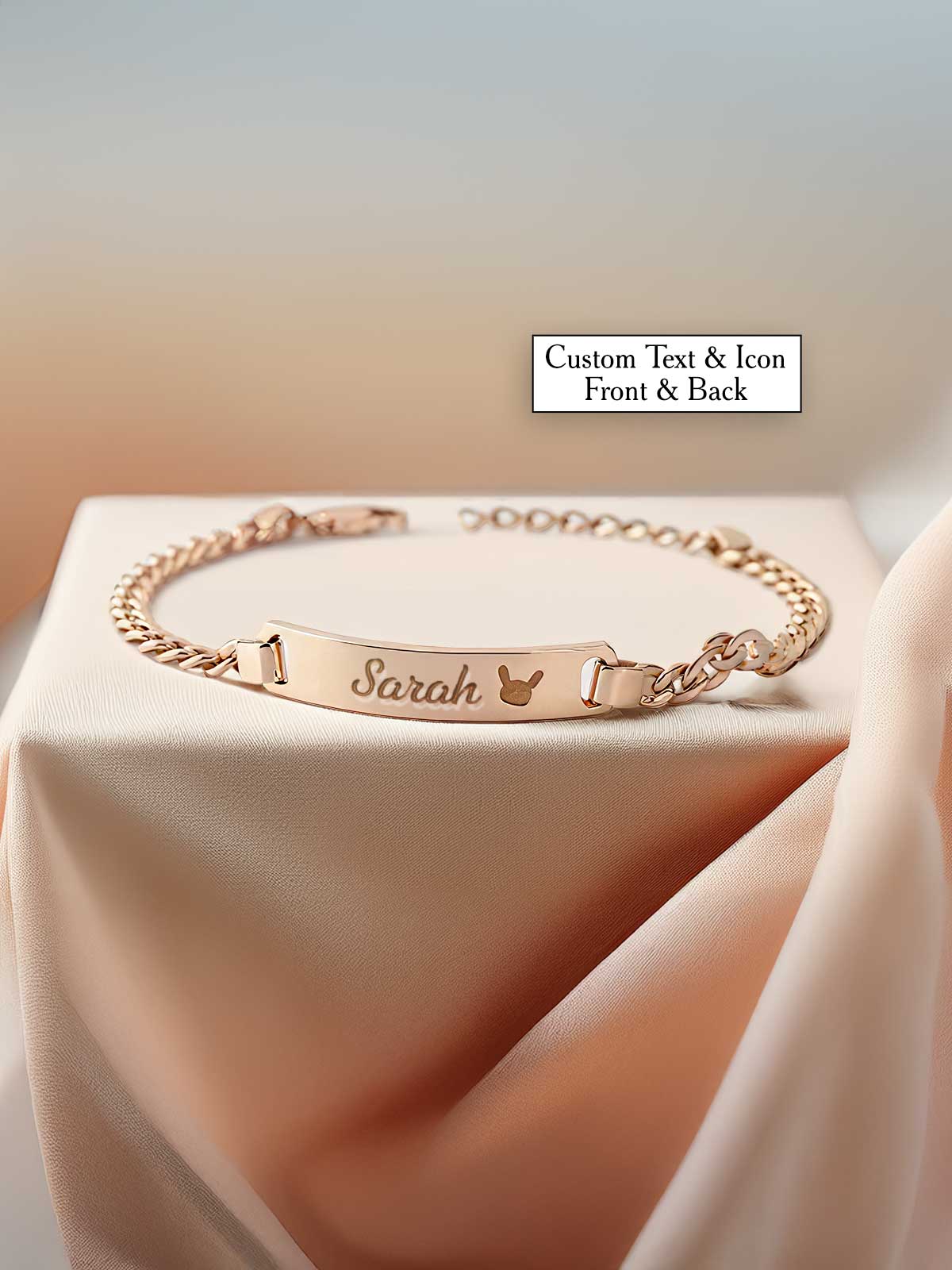 a bracelet with a name engraved on it