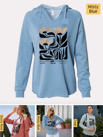 Fearfully & Wonderfully Made - Psalm 139:14 - Lightweight, Cali Wave-washed Women's Hooded Sweatshirt