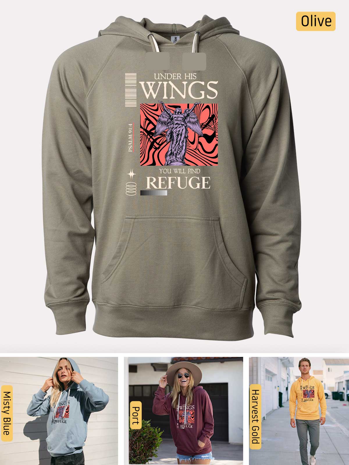 a hoodie with a picture of a statue on it