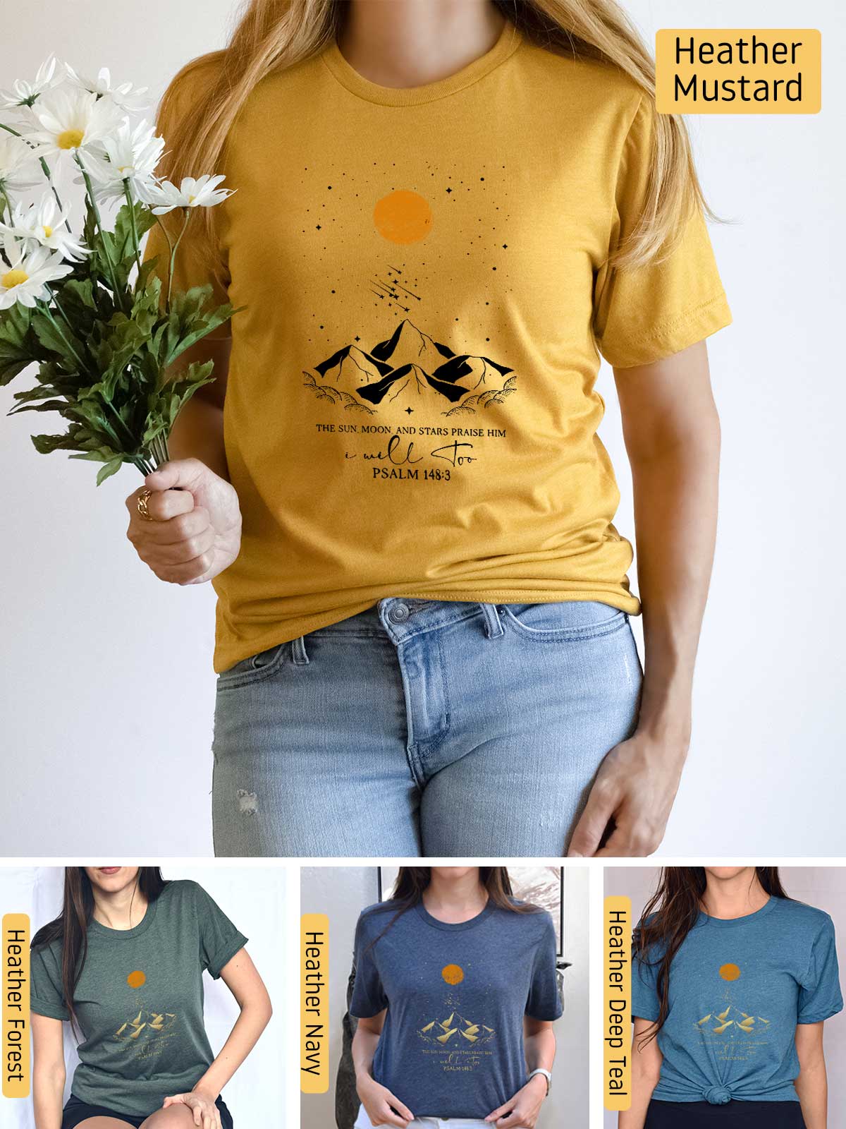 a woman wearing a t - shirt with birds on it