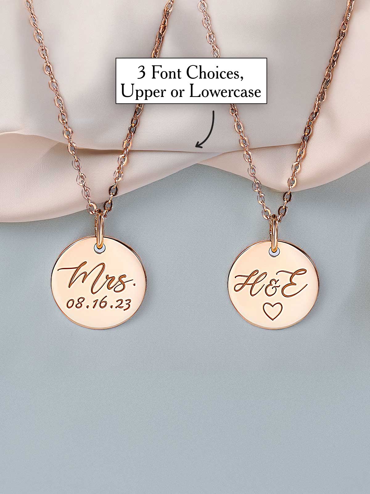 a couple of necklaces with names on them