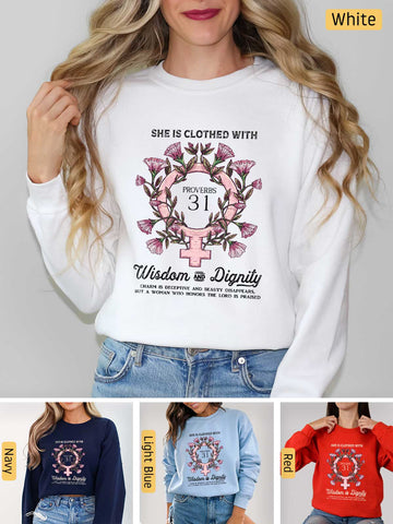 She is Clothed in Strength - Proverbs 31 Woman - Medium-heavyweight, Unisex Sweatshirt