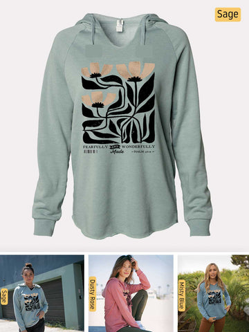 Fearfully & Wonderfully Made - Psalm 139:14 - Lightweight, Cali Wave-washed Women's Hooded Sweatshirt