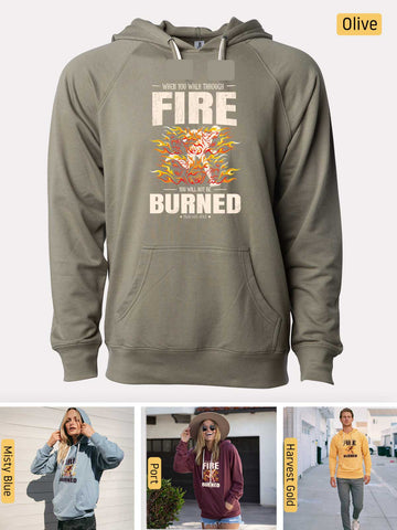 Walk Through the Fire, Firefighter - Isaiah 43:2-3 - Lightweight, Unisex, Slim-Fit, Terry Loopback Hoodie