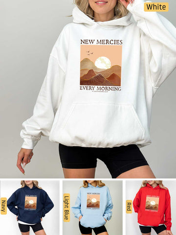 His Mercies are New Every Morning - Lamentations 3:22-23 - Medium-heavyweight, Unisex Hoodie