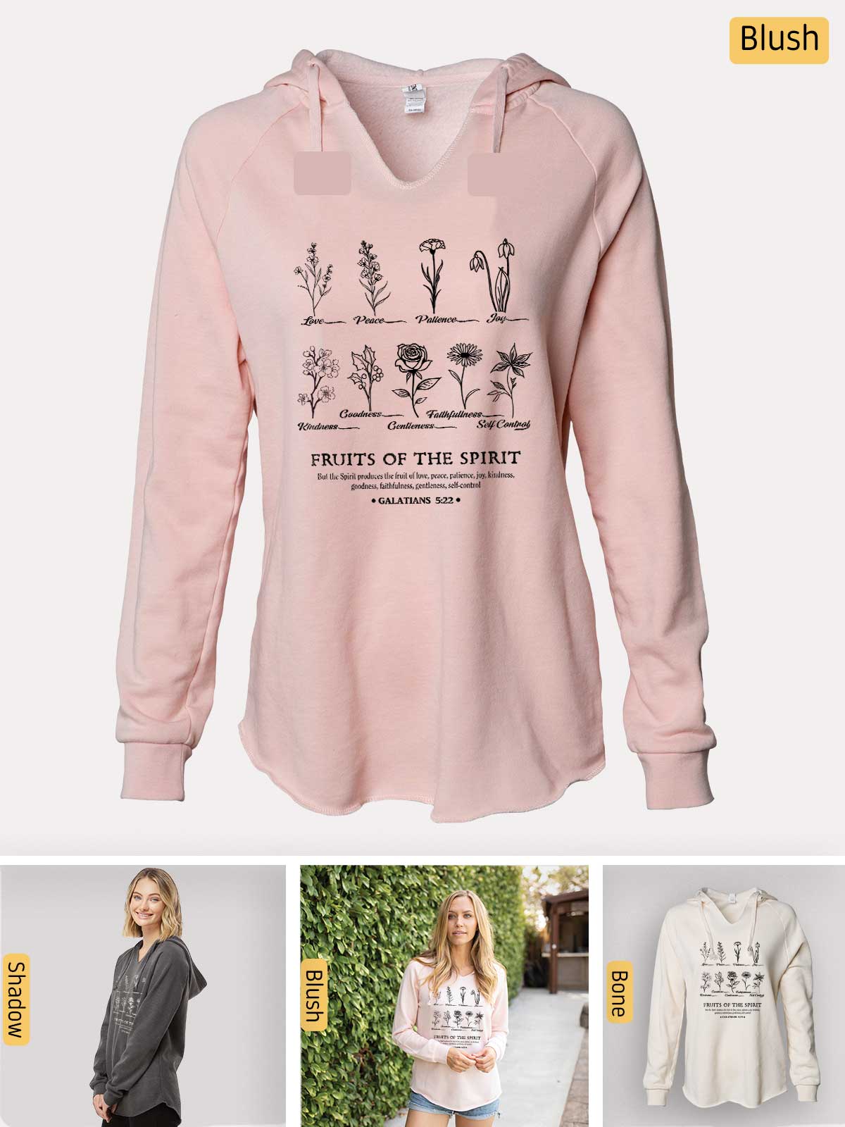 a women's sweatshirt with a picture of plants on it