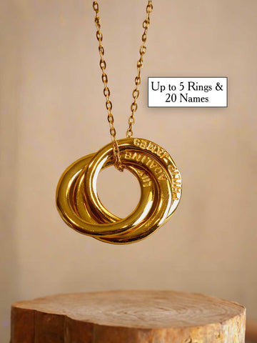 2-5 Ring Necklace with Kids' Names – Perfect for Moms & Grandmoms