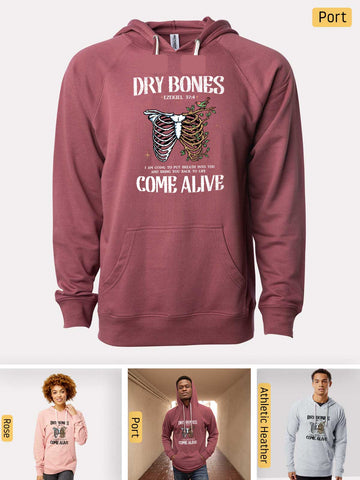 Dry Bones Come Alive -  Ezekiel 37:4 - Lightweight, Unisex, Slim-Fit, Terry Loopback Hoodie