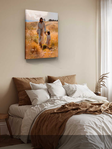 Jesus Walking Hand-in-Hand with a Child