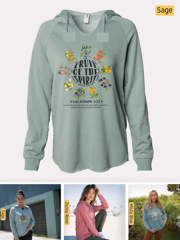 Fruits of the Spirit - Galatians 5:22-23 - Lightweight, Cali Wave-washed Women's Hooded Sweatshirt