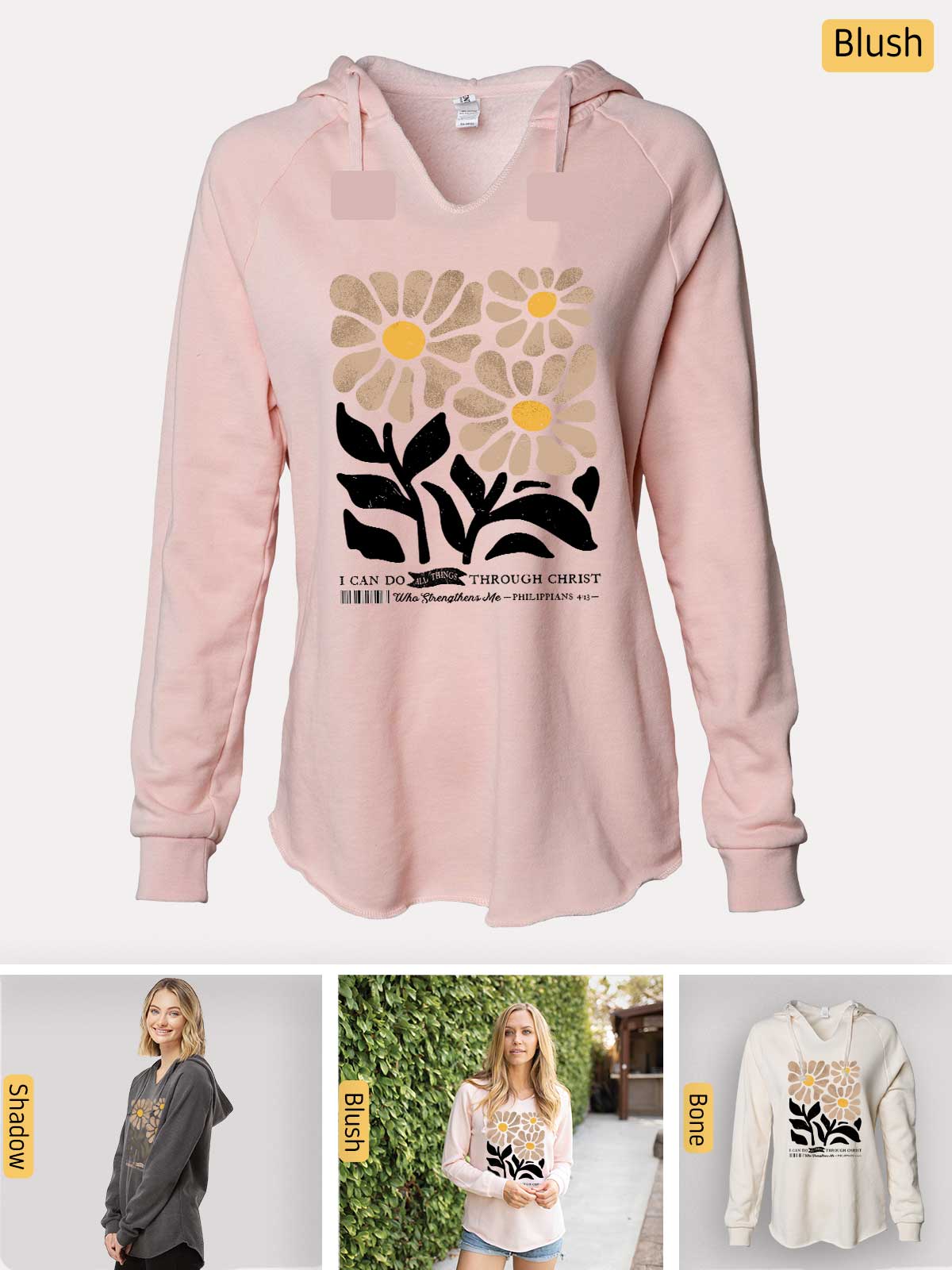 a women's sweatshirt with a flower on it