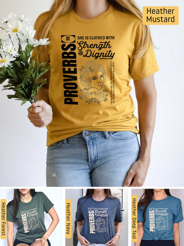 She is Clothed in Strength - Proverbs 31 Woman - Lightweight, Unisex T-Shirt