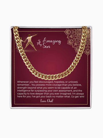 To Son - 'Whenever you feel discouraged' - Cuban Link Chain Necklace