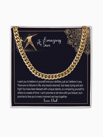 To Son - 'Believe in yourself just as I' - Cuban Link Chain Necklace